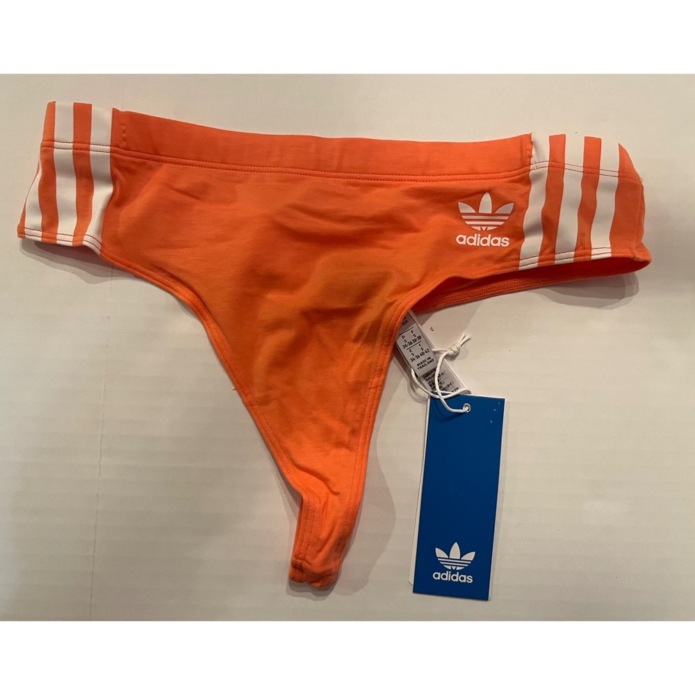 Adidas Woman's Wide Side Thong Panties Underwear Size Small Coral Fusion